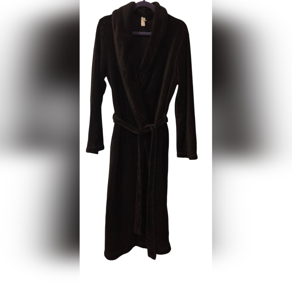 Simply Basic Black Women's Robe With Sash And Poc… - image 1
